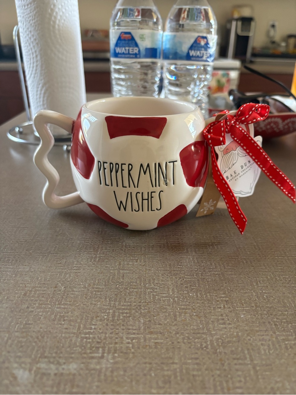 Rae Dunn Peppermint Wishes Mug - Red and White